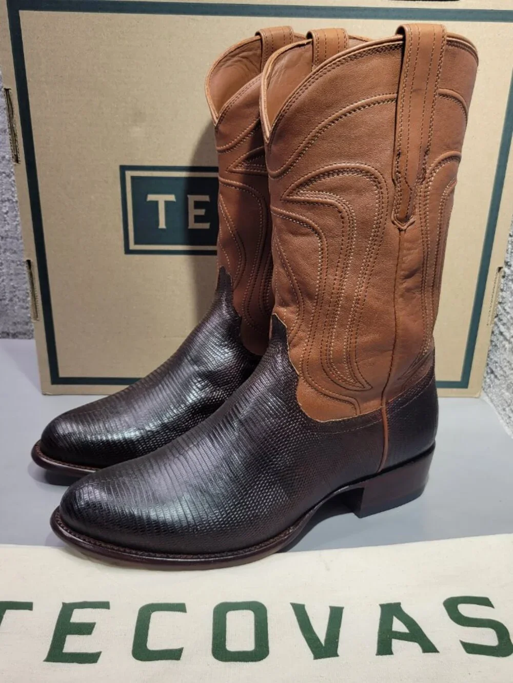Tecovas The Nolan Men's Size US 9.5 EE Whiskey Lizard Cowboy Boots. - Picture 11 of 12